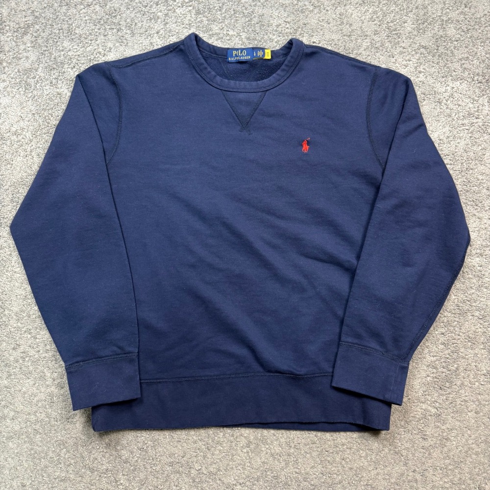 Polo Ralph Lauren Crewneck Sweatshirt Navy Blue Size L Preppy Fleece